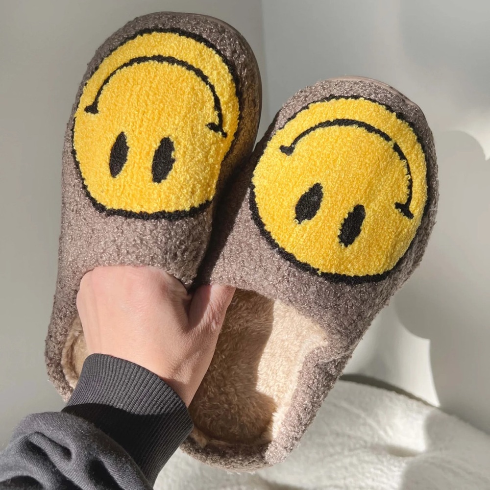 Happy Face Slippers -  New sizes 7, 8, 9
